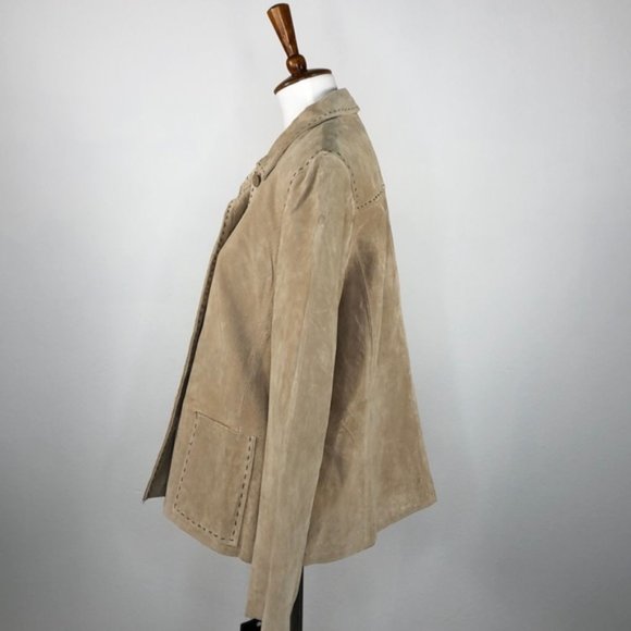 Bernardo Tan Suede Button Front Jacket - Picture 2 of 5